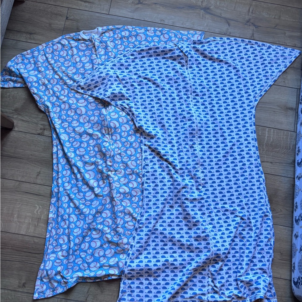 Blue and White Patterned Kids Pajamas Sleep Sacks